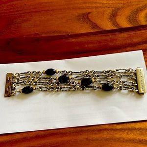 David Yurman multiple strand bracelet/silver/gold with black beads